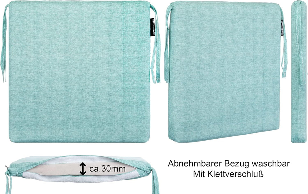 Brandsseller Sitzkissen ca. 40x40 cm mit Klettverschluss Stuhlauflage Sitzauflage 4 Kordelbändern fü