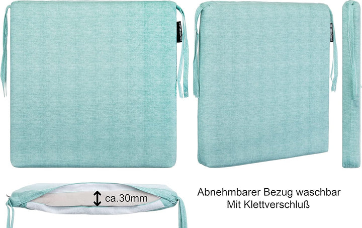 Brandsseller Sitzkissen ca. 40x40 cm mit Klettverschluss Stuhlauflage Sitzauflage 4 Kordelbändern fü