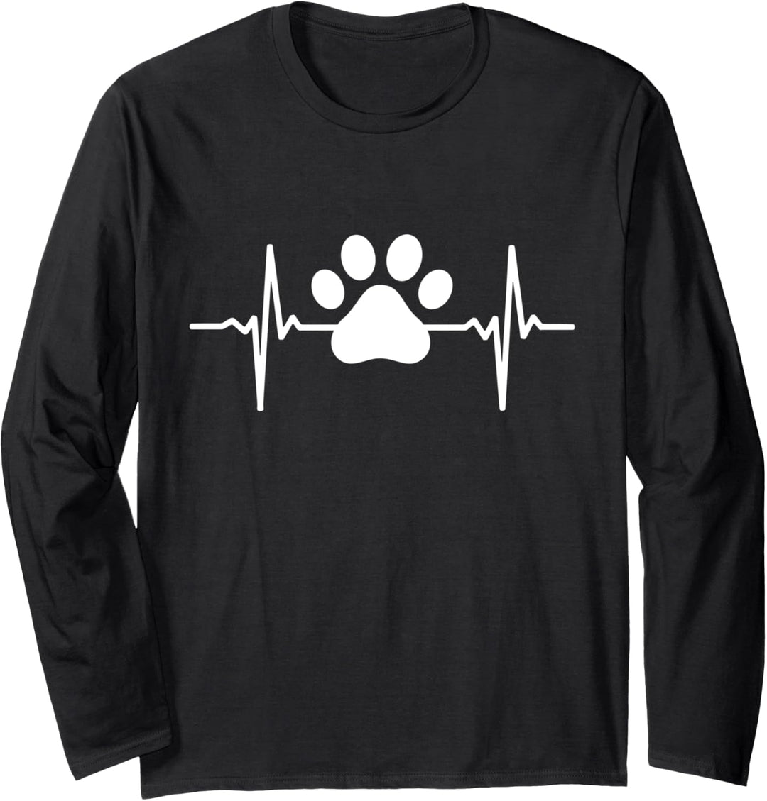 Paw Heartbeat Lustige Kleidung Pulse Katze Hund Haustier Besitzer Langarmshirt