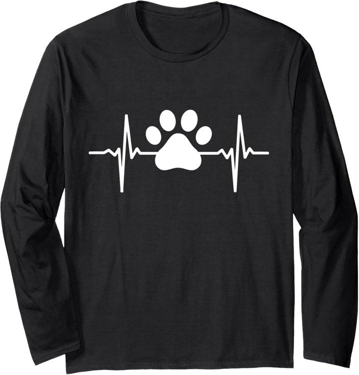 Paw Heartbeat Lustige Kleidung Pulse Katze Hund Haustier Besitzer Langarmshirt