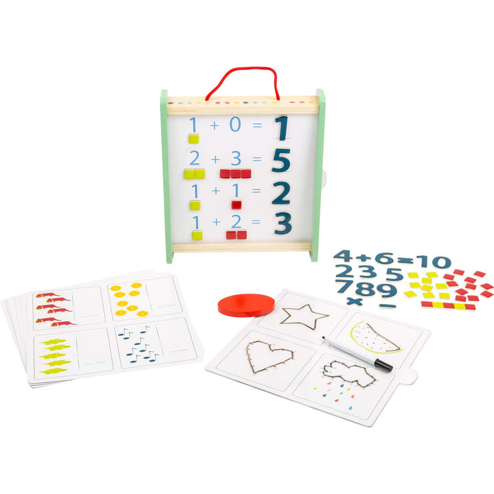 small foot 11461 Lernbox Educate aus Holz, FSC100%-Zertifiziert, Mathe Lernen,Aufbewahrungsbox mit R