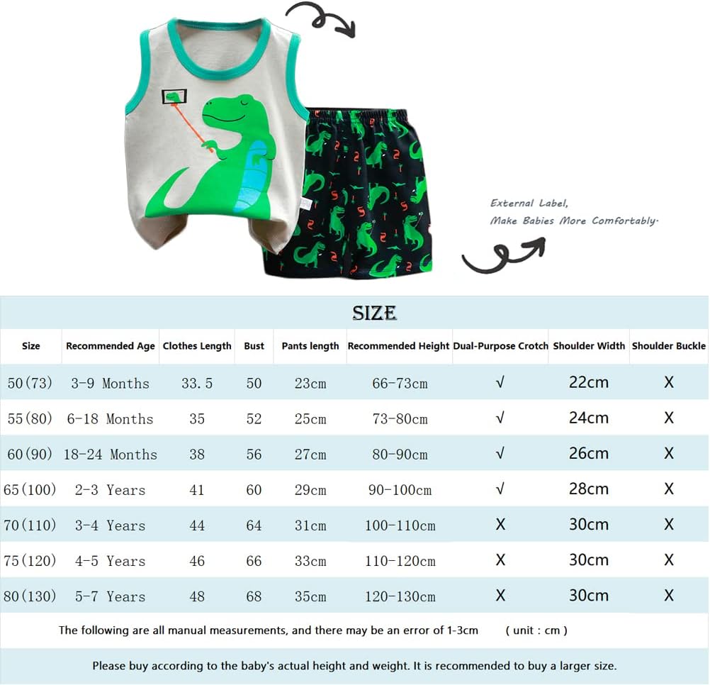 8er Pack Baby Kinder Outfit Set, Ärmelloses Baumwoll Weste + Shorts, Cartoon Print Jungen Mädchen 3