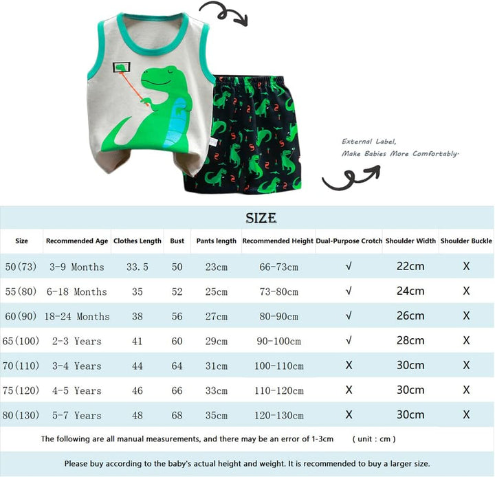 8er Pack Baby Kinder Outfit Set, Ärmelloses Baumwoll Weste + Shorts, Cartoon Print Jungen Mädchen 3