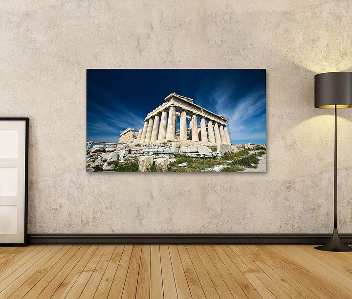 islandburner Bild auf Leinwand Akropolis Blauer Himmel Bilder Wandbilder Poster Leinwand 100x57cm, L