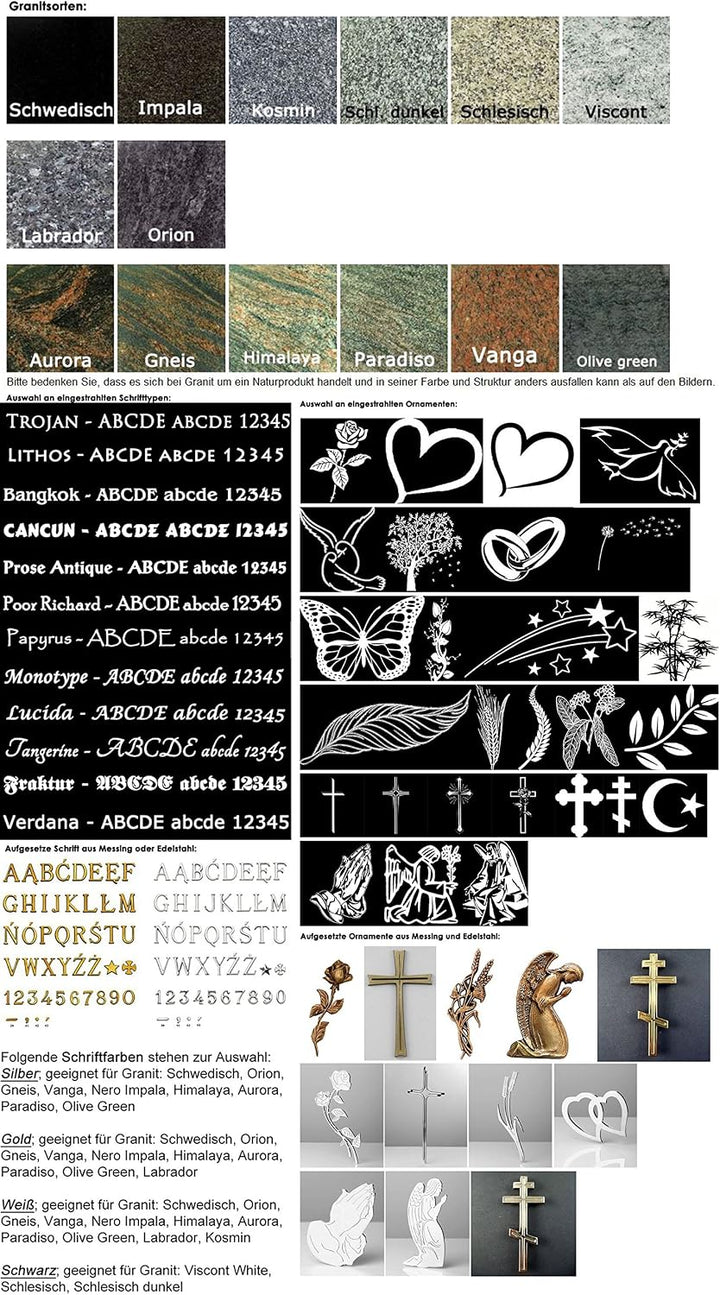 designgrab VangL001-30x30x8 cm Grabplatte aus Granit Vanga, inkl. Beschriftung von Vor- und Nachname