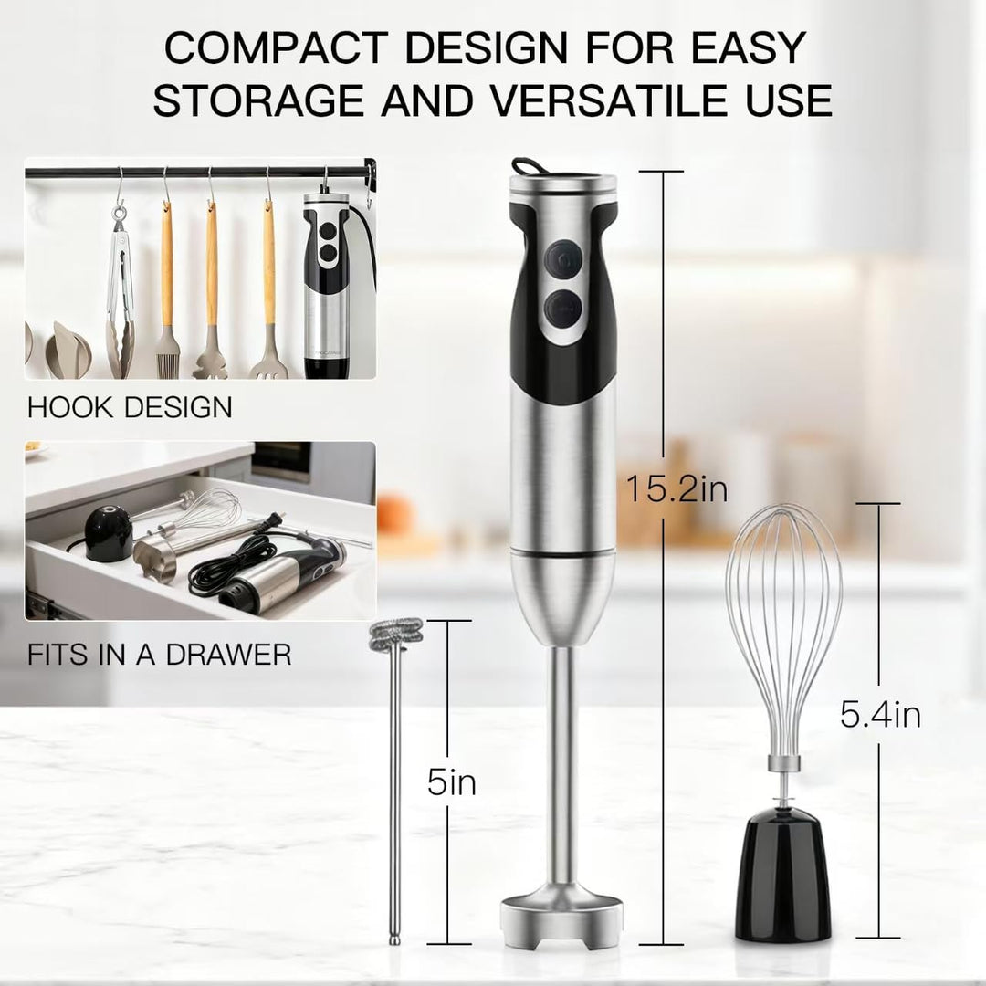 MegaWise 3-in-1 Stabmixer mit Titanbeschichtung, 400W Leistung mit 12 Geschwindigkeiten, 80% Schärfe