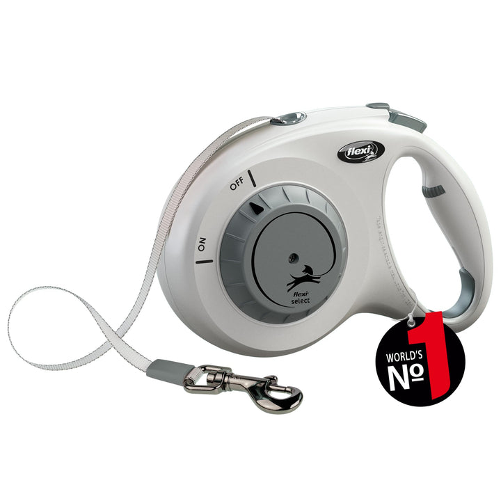 flexi® Select Gurt 7 m hellgrau, zwischen 0-7 m einstellbare Roll-Leine für Hunde bis 25 kg hellgrau