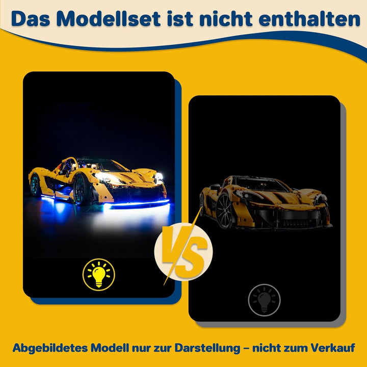 LocoLee Licht Kompatibel mit Lego 42172 McLaren P1 Fernbedienung Version, Nur Lichter Set - Kein Mod