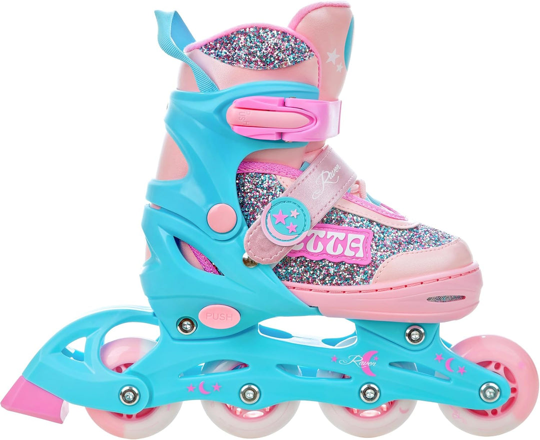 RAVEN Inline Skates Inliner für Kinder Mädchen verstellbar mit LED Leuchtrad