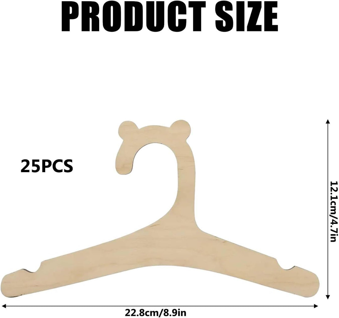 25 Stück Kinderkleiderbügel Holz, Baby Kleiderbügel Kinder, Rutschfest, Braun, Unvollendet, Kleinkin