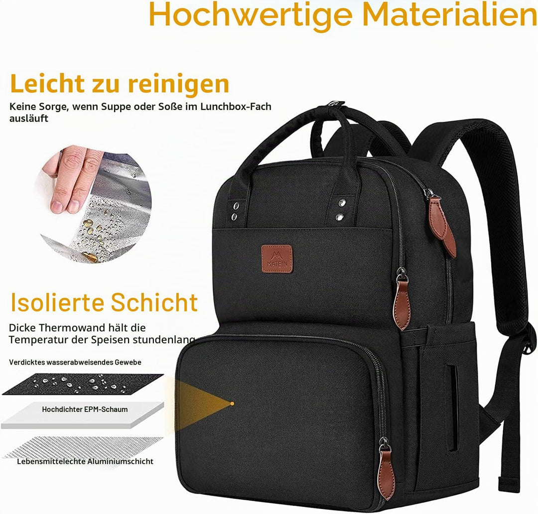 MATEIN Lunch Rucksack, Laptop Rucksack Herren 15,6 Zoll mit Isoliertes Kühlfach, Kühlrucksack mit US