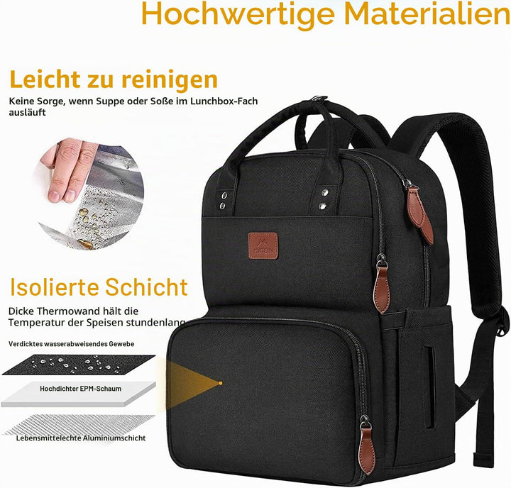 MATEIN Lunch Rucksack, Laptop Rucksack Herren 15,6 Zoll mit Isoliertes Kühlfach, Kühlrucksack mit US