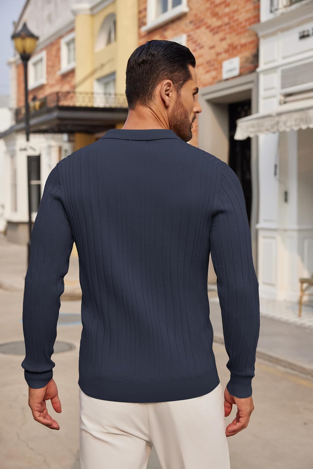 COOFANDY Polo Pullover Herren Strickpullover mit Polokragen Strick Poloshirt Herren Langarm Polo Pul