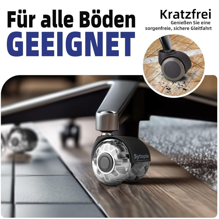 Bürostuhl Rollen 11mm x 22 mm, 5er Set Rollen für Bürostühle, Super Leise und Weiche für Hartböden,