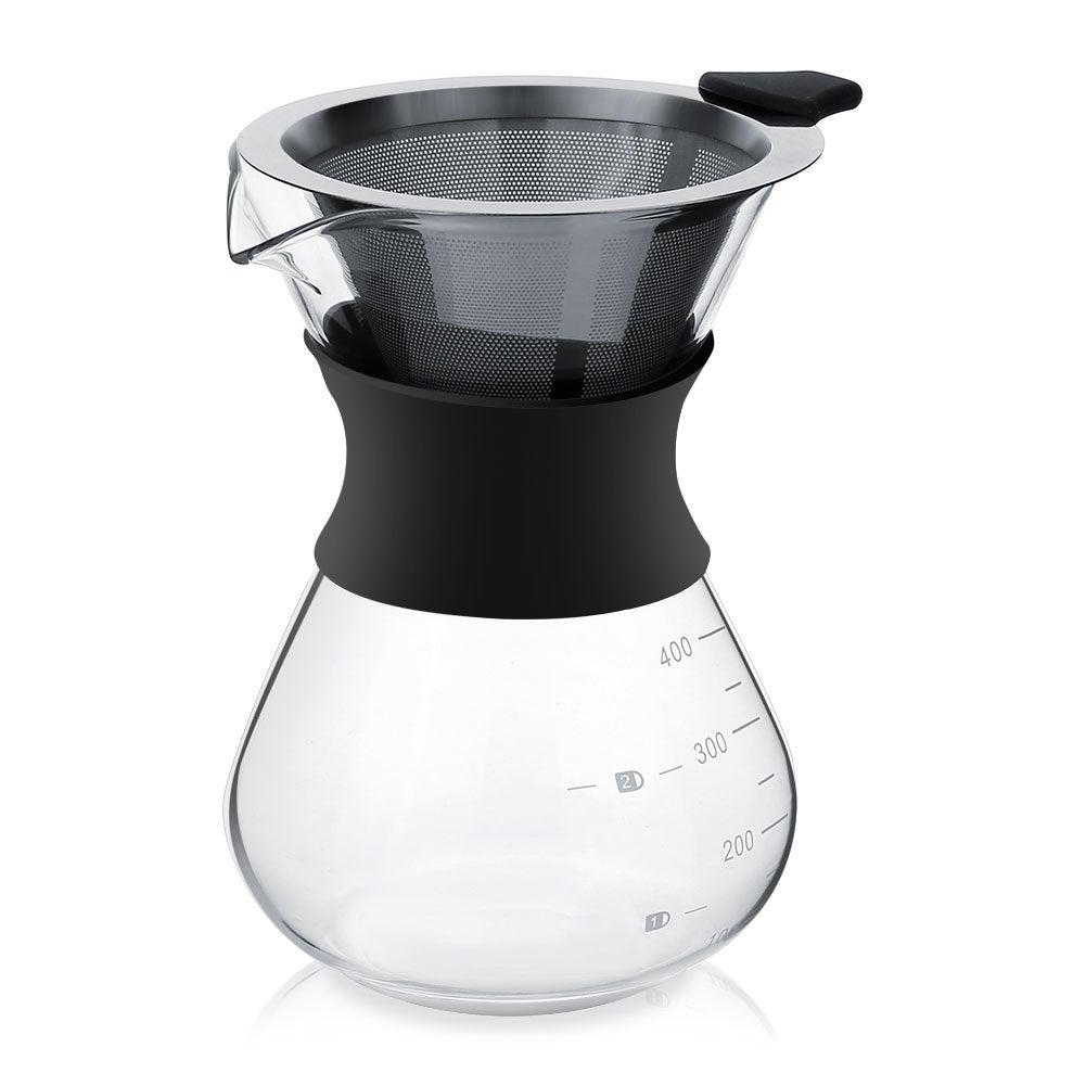 Aramox Handgebrühte Glaskaffeekanne, Kaffeekanne Glas, Tropfmaschine mit Echtholzhülse, manuell, Kaf