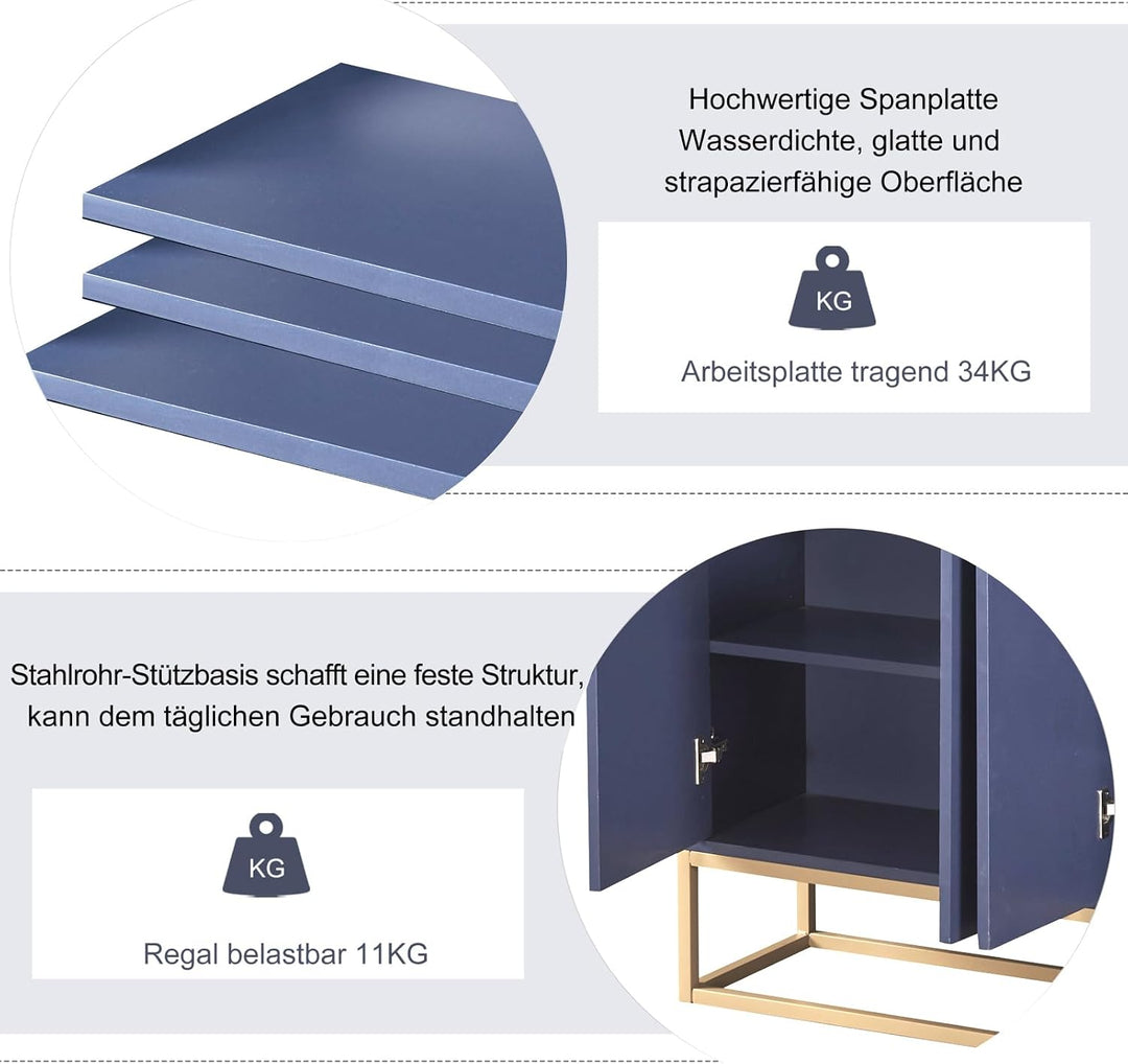 Aufbewahrungsschrank mit Tür, Schrank mit Regal, Buffet, Esszimmer, Wohnzimmer, mit 4 Türen und höhe