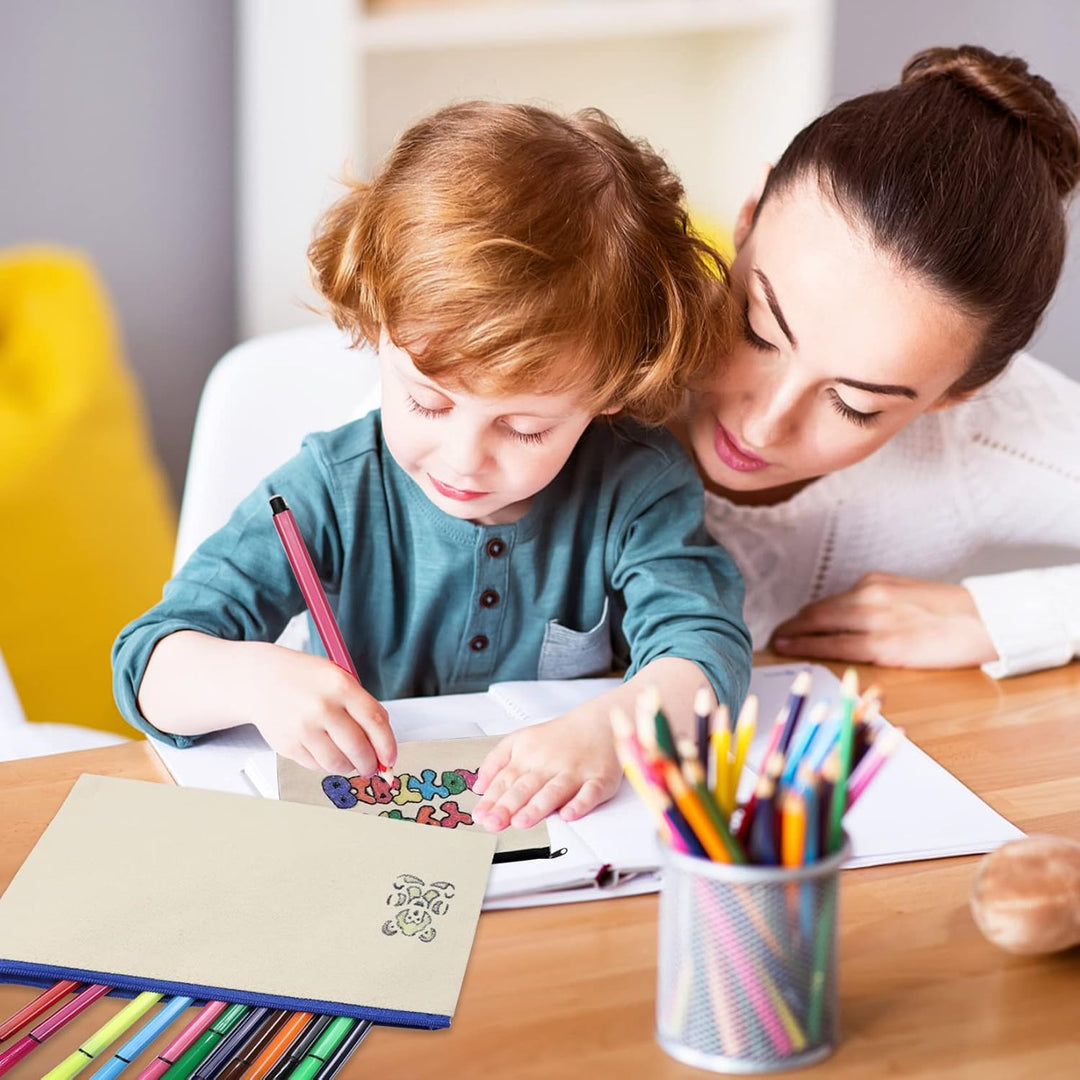 Idota 20 Stück Stoff Federmäppchen, Kindergeburtstag Basteln, Taschen zum Bemalen für Kinder mit 12