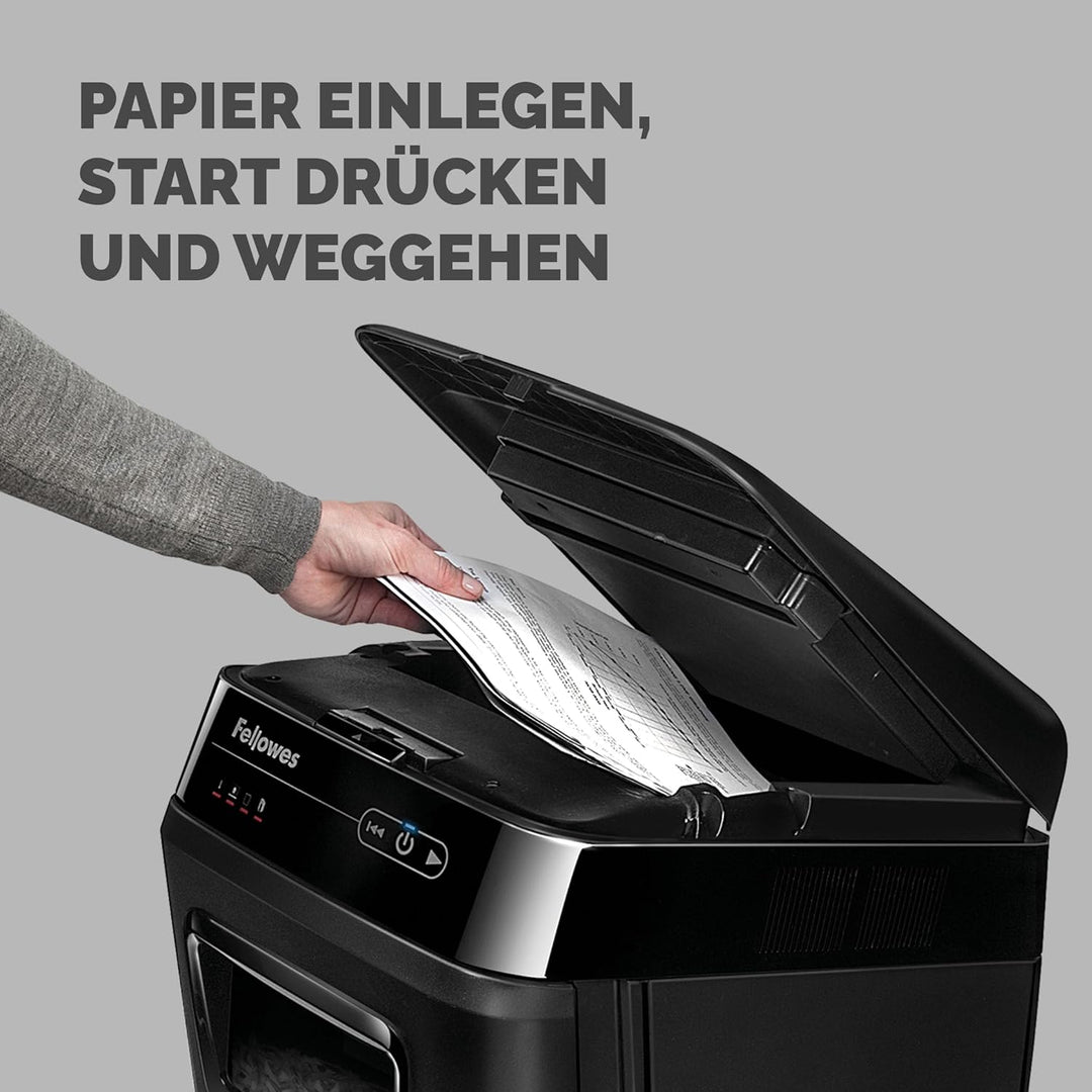 Fellowes Automatischer Aktenvernichter AutoMax 200M - bis zu 200 Blatt gleichzeitig (Mikropartikel,