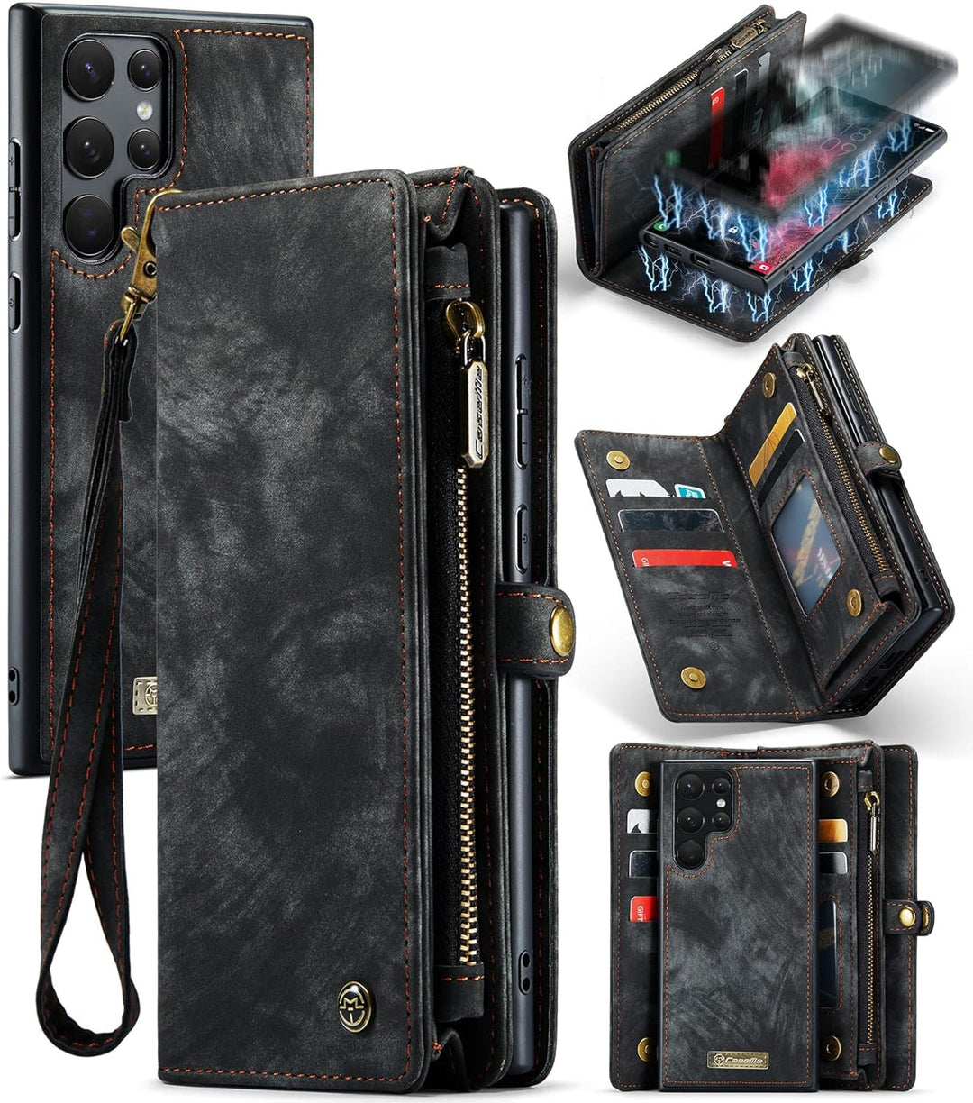 UFinetech Samsung S22 Ultra Hülle, Stossfest Kartenfach Tasche Samsung Galaxy S22 Ultra 5G Handyhüll