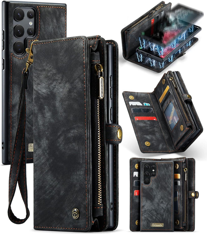 UFinetech Samsung S22 Ultra Hülle, Stossfest Kartenfach Tasche Samsung Galaxy S22 Ultra 5G Handyhüll