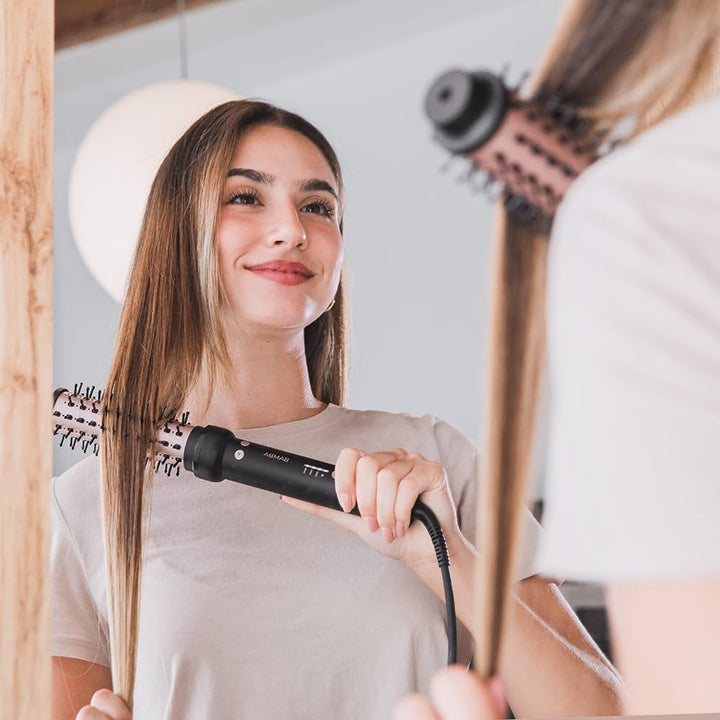 Cecotec Glättbürste Bamba InstantCare Curly AirFlow. Trocknet und kräuselt, 34mm Zylinder, Keramikbe