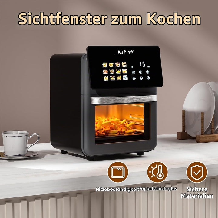 10L Grosser XL Pro Heissluftfritteusen-Ofen mit Grill-Kombination für,12-in-1 Smart-Konvektionsöfen,