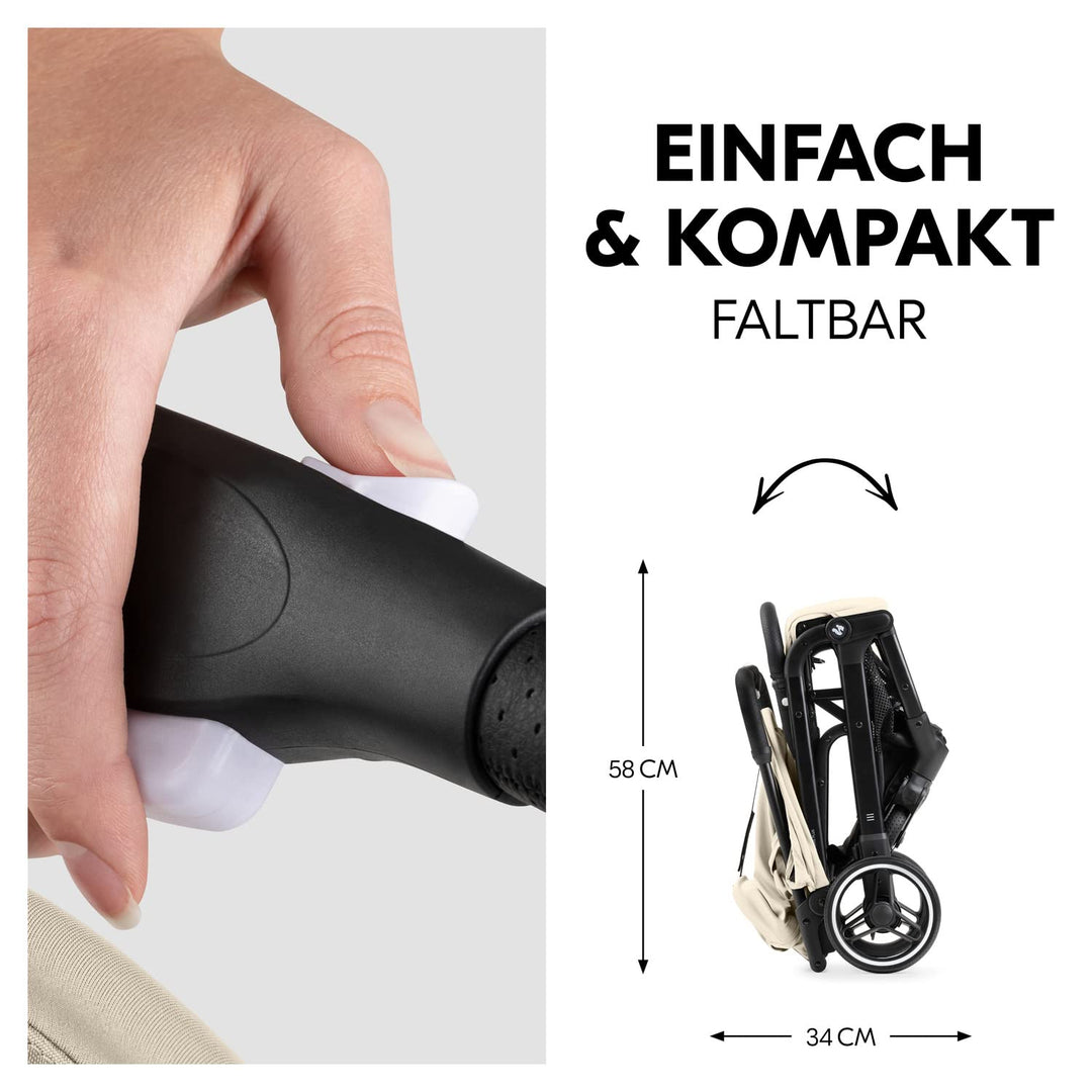 hauck Travel N Care Plus, Vanilla - Reisebuggy für Kinder ab Geburt bis 22 kg mit Liegefunktion & Ko