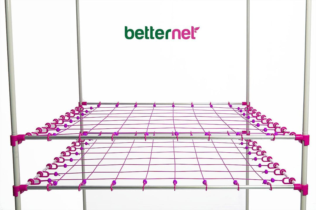 Scrog Netz | 120×120 | 8×8 | Ø 16 | Pink | Growber Betternet – Double Layer | Pflanzenstütznetz für