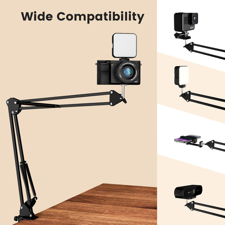 Overhead Stativ Handy mit Licht,Winkel einstellbar Handy Stativ mit Licht 3 Lichtfarben Einstellbare