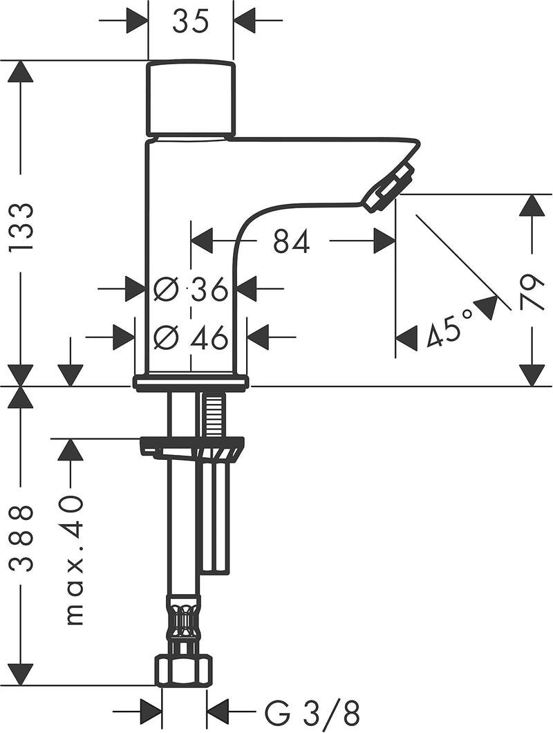 Hansgrohe 71017000 Einhand-lave-main und kleines Waschbecken nur Kaltwasser mycube Zugvorrichtung we