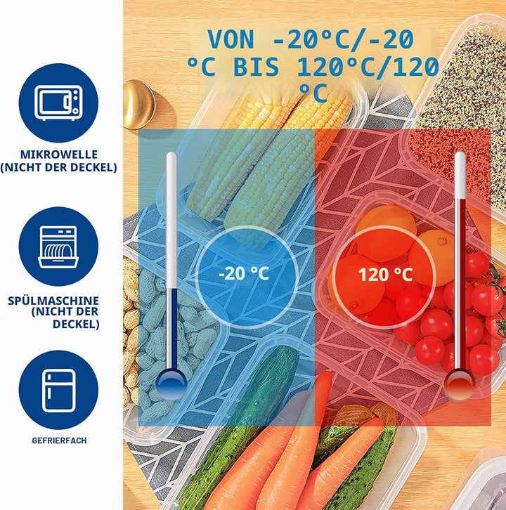EASYLOCK 6 PACK 500ML/180ML Kunststoff Frischhaltedosen Set mit Deckel, Rechteckige Aufbewahrungsbox