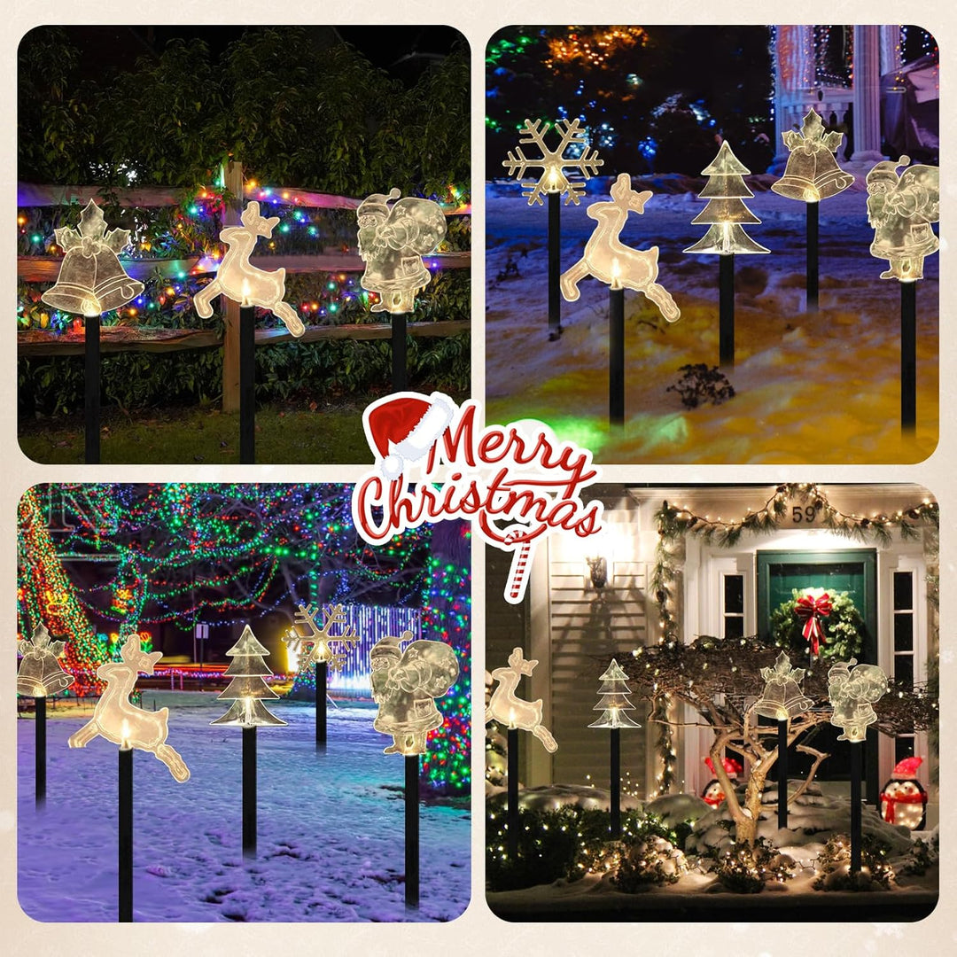 Shinybox Solar Weihnachten Gartenleuchten, 5 Stück Glocken, Elch, Weihnachtsmann, Weihnachtsbaum, Sc