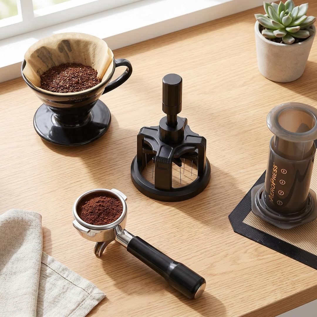 WDT Tool, Rührer-Verteilungswerkzeug, Verstellbare Nadelhöhe, Aluminiumlegierung, Edelstahl, Kaffeev