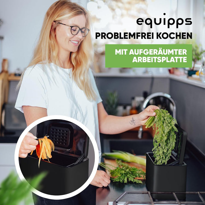 equipps Bio Mülleimer 3L | Komposteimer Küche für Bio Müll & Co | Mülleimer mit Geruchsfilter | Komp