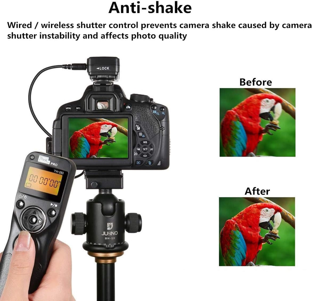 Pixel Kabellose Kamera Fernauslöser Timer TW-283 DC0 Auslöser Fernbedienung Intervalometer für Nikon