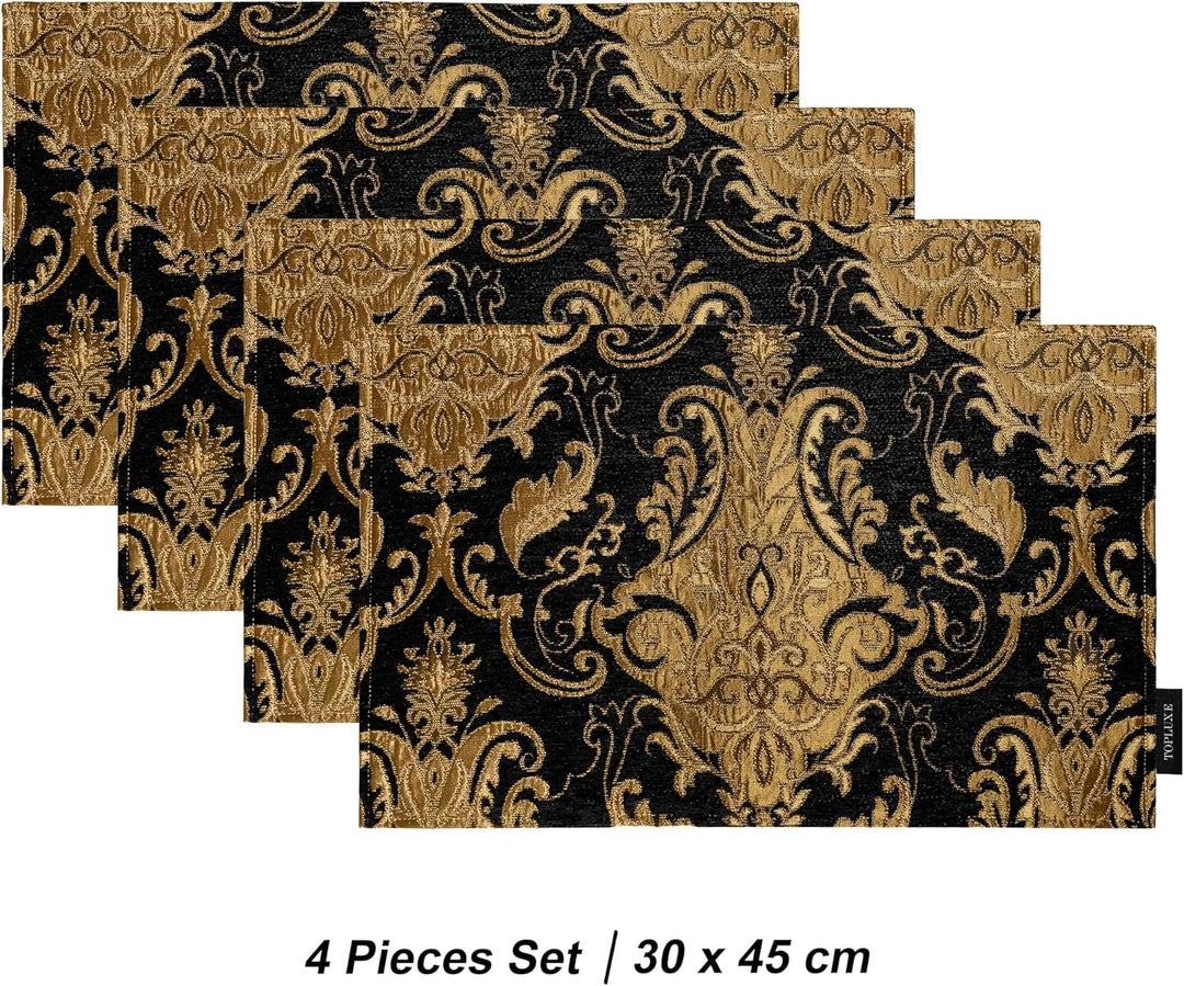 TOPLUXE Platzsets 4er Sets Jaquard Tischset Abwaschbar 30x45cm Platz-Matten für Esstisch Urlaub Part