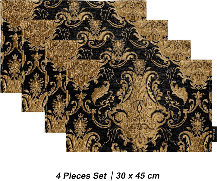 TOPLUXE Platzsets 4er Sets Jaquard Tischset Abwaschbar 30x45cm Platz-Matten für Esstisch Urlaub Part