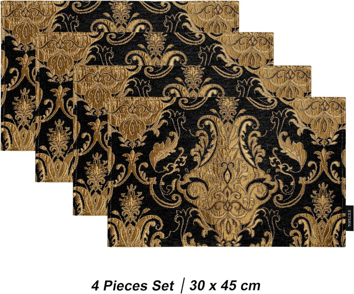 TOPLUXE Platzsets 4er Sets Jaquard Tischset Abwaschbar 30x45cm Platz-Matten für Esstisch Urlaub Part