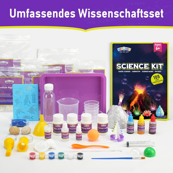 BenBen 105+ Experimente für Kinder ab 6 7 8 9 10, Wissenschaft Experimentierkasten für Kinder, STEM
