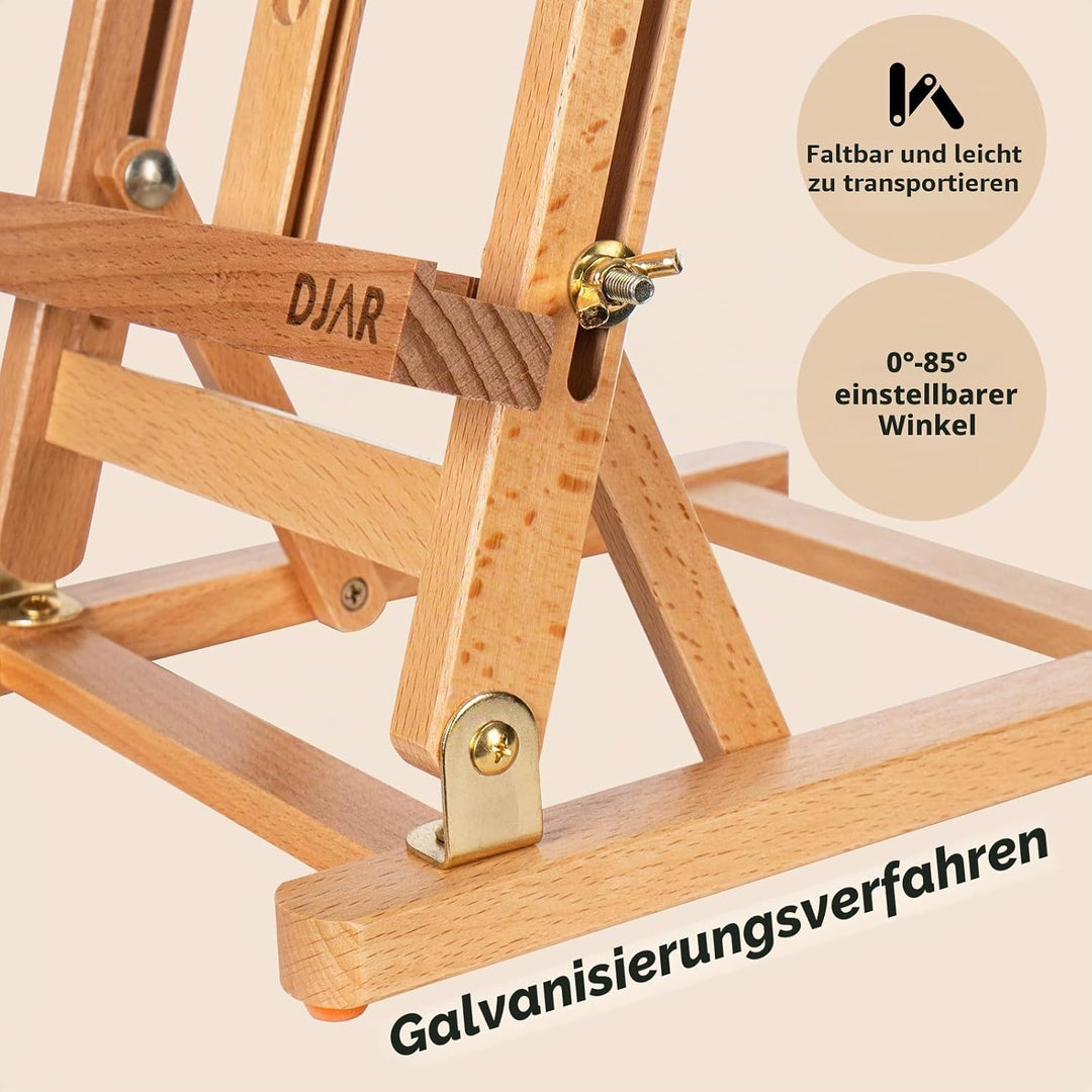 DJAR Mini-Tischstaffelei mit H-Rahmen, 63,5 cm, Staffelei aus Buchenholz, tragbar, für Malerei, Disp