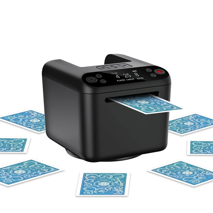 Automatischer Kartensendemaschine 180°/360° Drehung für 1–3 Decks, Karten Austeiler für 2–12 Spieler