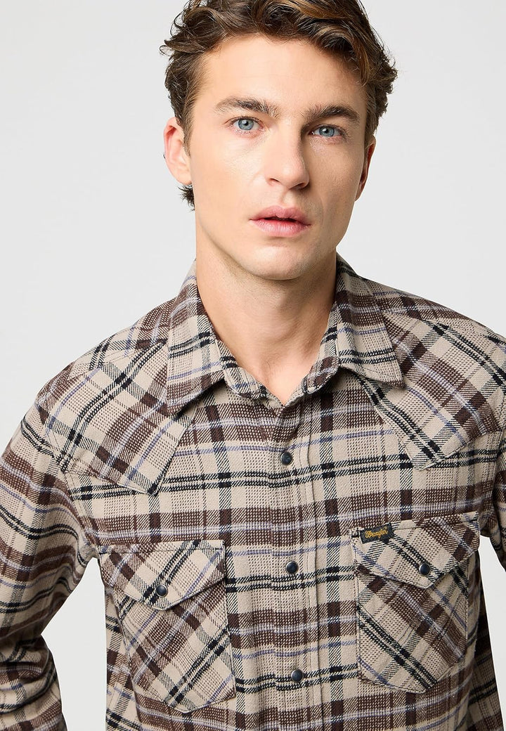 Wrangler Herren Western Shirt S Rich Black, S Rich Black