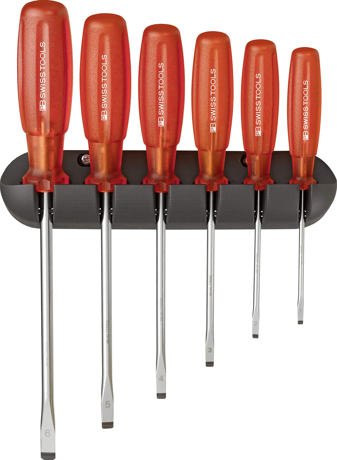 PB Swiss Tools SCHLITZ Schraubendreher Set PB 6240, 6-tlg. (3,5/4/5,5/6,5/8/10 mm), Wandhalterung