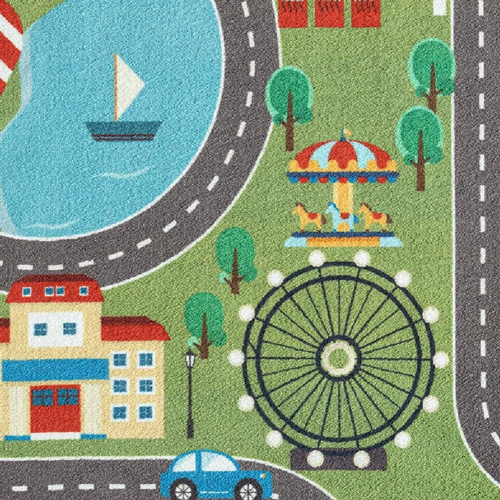 Teppich-Traum Kinder Spielteppich mit Stadtlandschaft auf Wiese in grün Grösse 80x150 cm 80 x 150 cm