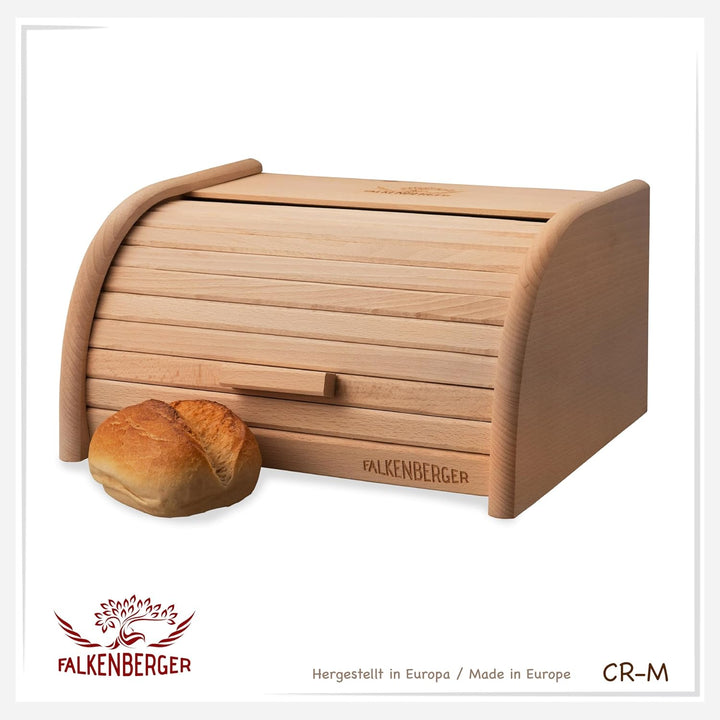Brotkasten aus Buchenholz ca. 32x25x16cm M Rollbrotkasten traditionell Brotbox mit Roll-Deckel Handm