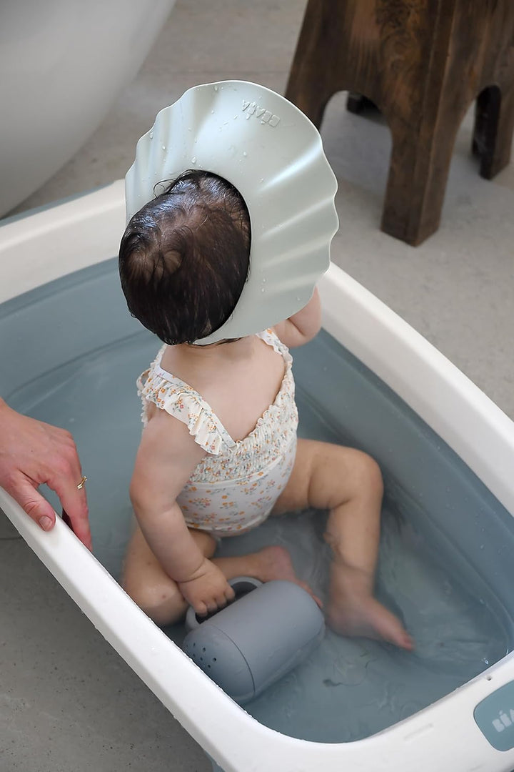 BÉABA, Baby Duschhut, Bademütze, Kopfumfang verstellbar, 5 Positionen, Augen- und Ohrenschutz, Weich