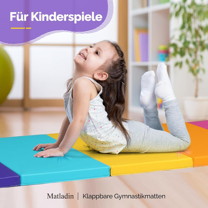 Bonnlo Turnmatten dick, 5-fach faltbare Yogamatte, rutschfeste PU&EPE-Fitnessmatte, klappbare Übungs