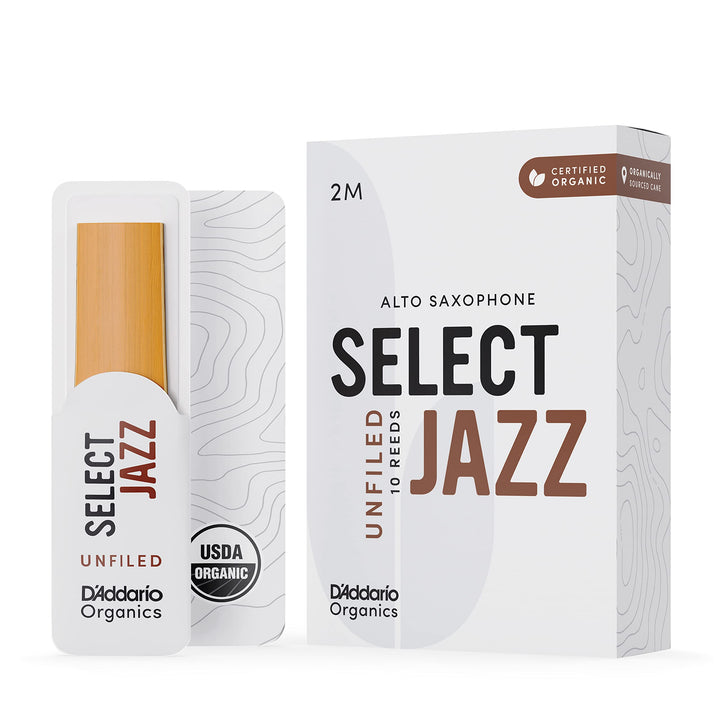 D'Addario Organisch Select Jazz Unfiled Alto Saxophon-Stimmzungen - Saxophonrohre - 2 Mittel, 10 Pac