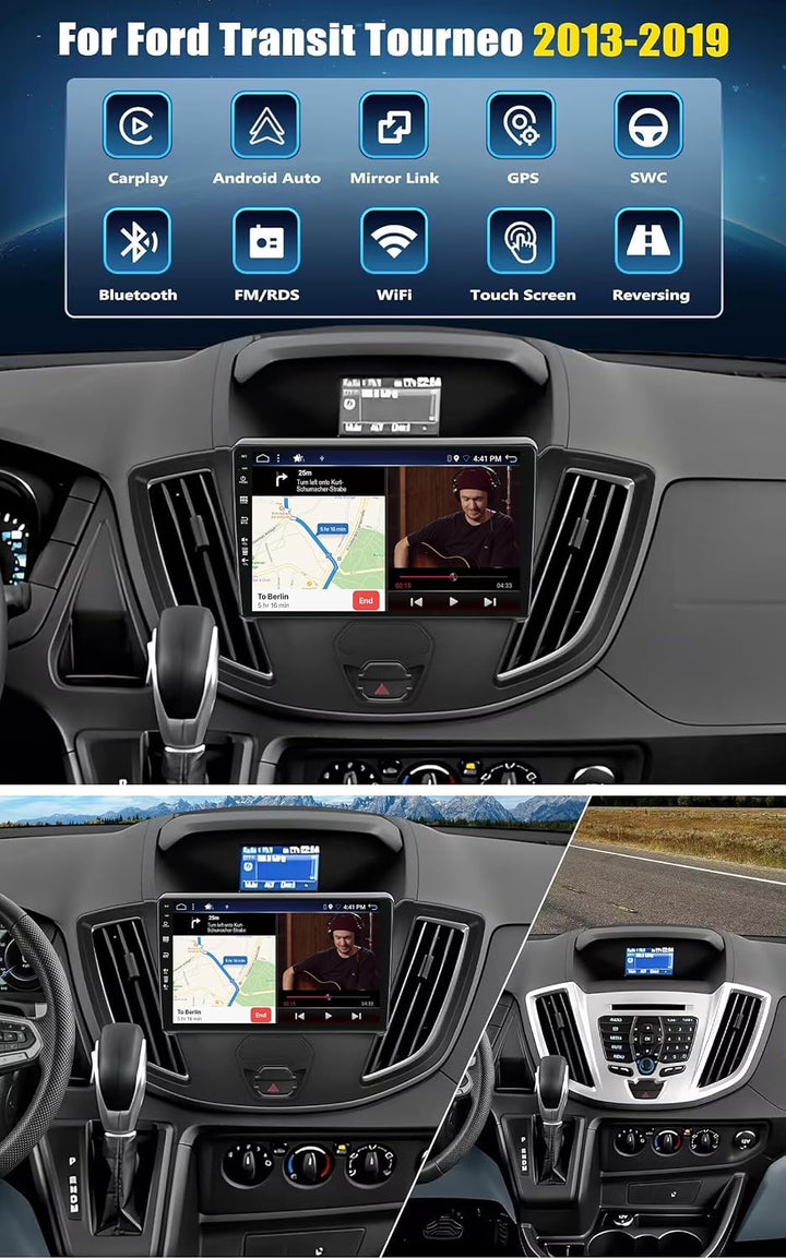 Android 15 Autoradio Passt für Ford Transit Tourneo Custom (2013-2019) - Kabellos Carplay/Android Au