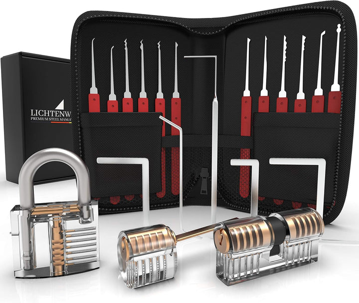 Meistergut DAS ORIGINAL XXL Profi Lockpicking Set mit Deutscher Bildanleitung 24-teilig - Dietrich S